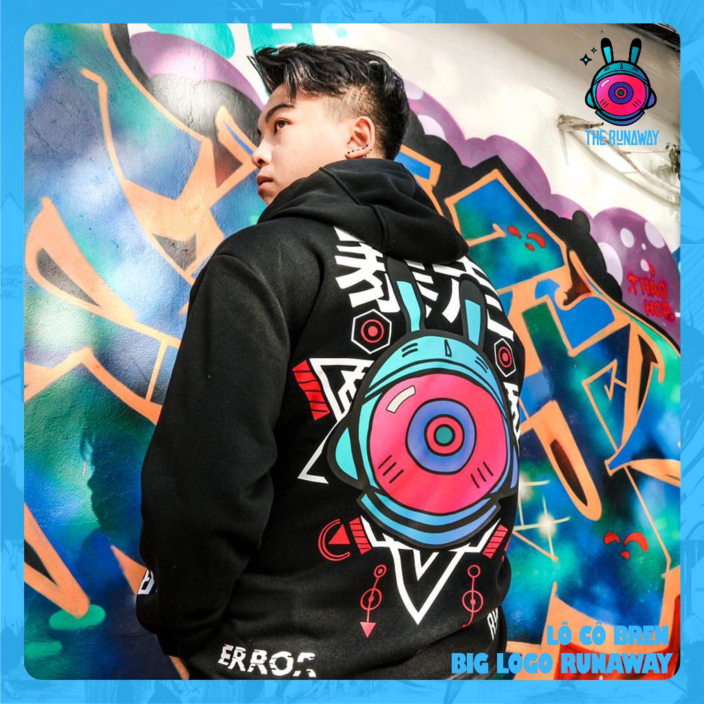 Áo Hoodie Local Brand: THERUNAWAY® Big Logo nỉ bông form rộng