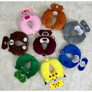 Combo gối kê cổ kèm bịt mắt,có nút gài, gối chữ u, đa dạng mẫu mã, hình shop chụp không chỉnh sửa