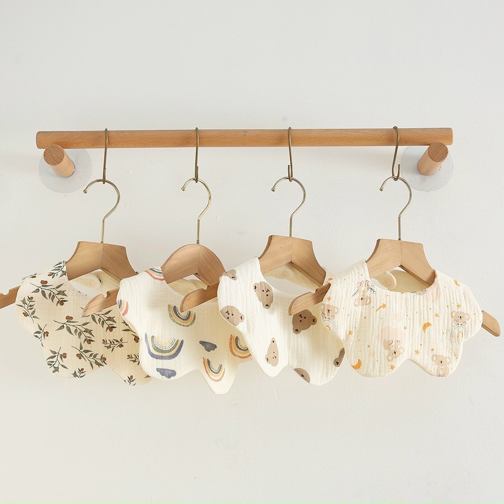 Yếm Cổ Tròn Xoay Cho Bé 360 Độ, Chất Liệu Muslin Thoáng Mát Cao Cấp An Toàn Cho Da Em Bé. Họa Tiết Tinh Xắn