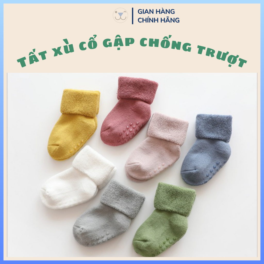Tất, Vớ Xù Cổ Gập Chống Trượt Cho Bé 0-5 Tuổi