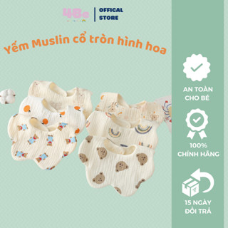 Yếm Cổ Tròn Xoay Cho Bé 360 Độ, Chất Liệu Muslin Thoáng Mát Cao Cấp An Toàn Cho Da Em Bé. Họa Tiết Tinh Xắn