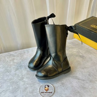  Giày Boot Da Trơn Lót Lông Mềm Mại Dáng Cao Cổ Thắt Nơ Phong Cách Hàn Quốc Cho Bé Gái BOT02  