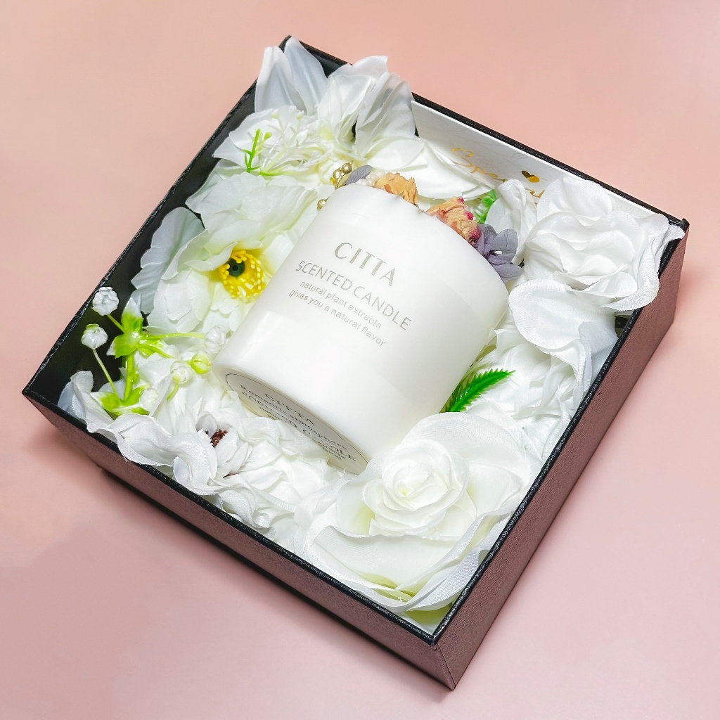 Set quà tặng nến thơm hoa lụa tặng người yêu, bạn bè 6 mùi hương không khói an toàn cho sức khỏe -KC05