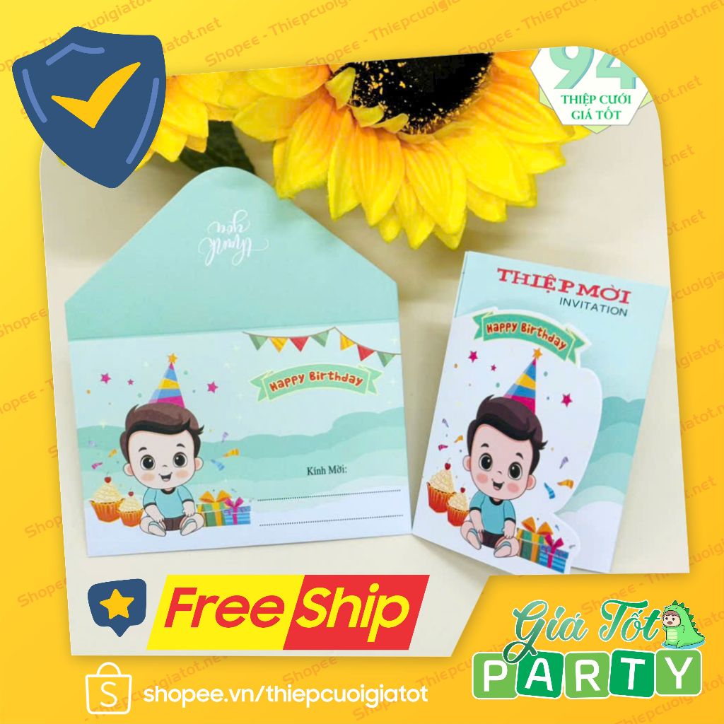 💙(Rẻ vô địch) Thiệp Thôi nôi, sinh nhật bé trai đẹp