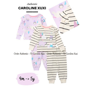 Set 2 bộ đồ ngủ pyjamas cotton dành cho bé gái hoạ tiết chú gấu xinh xắn săn sale