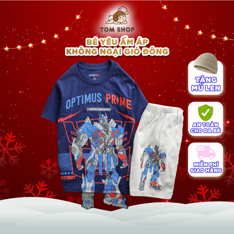 Bộ bé trai TOMSHOP, hoạ tiết Robot - Hoạ tiết hoạt hình 3D sắc nét