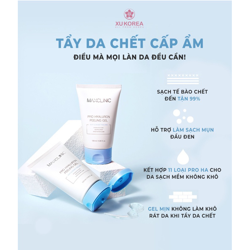 Tẩy Da Chết Pro Hyaluron Maxclinic - Loại Bỏ Tế Bào Chết Bã Nhờn - 120ml | Xù Korea