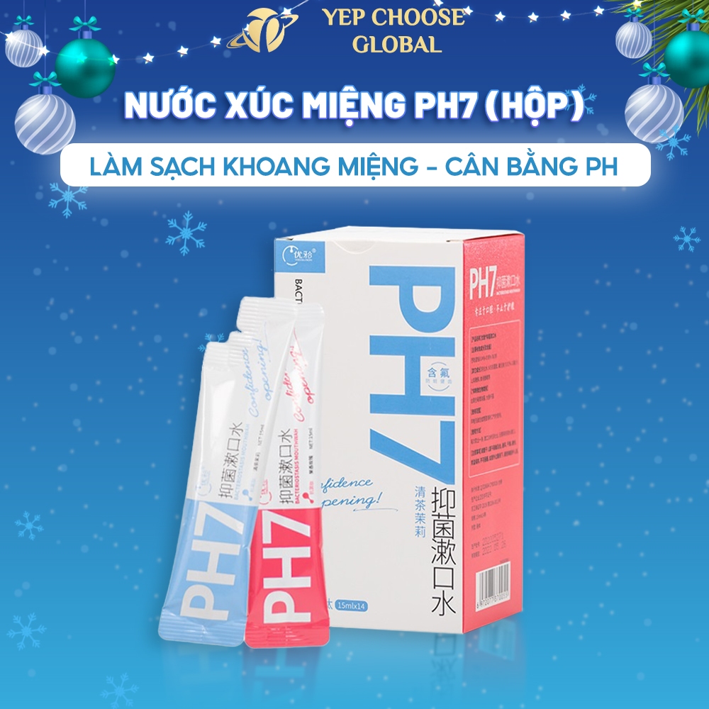 Nước xúc miệng PH7 Hộp 14 gói tiện dụng Giảm tình trạng nhiệt miệng Hương thơm the mát | YEP Health