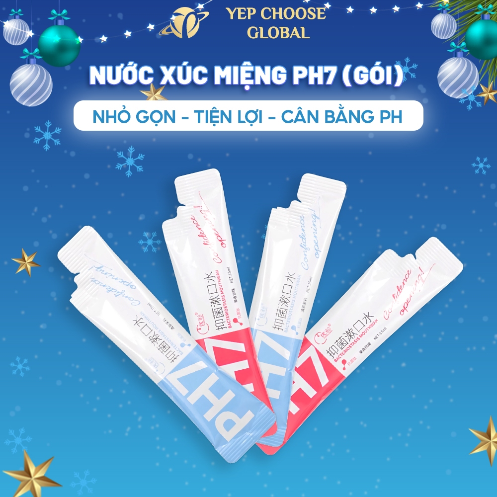 Nước xúc miệng PH7 Dạng gói tiện dụng Giảm tình trạng nhiệt miệng Ngăn ngừa sâu răng | YEP Health