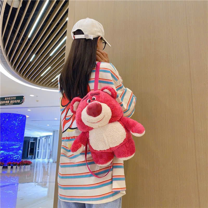 Balo , Túi Đeo Vai Gấu Nhồi Bông Hình Gấu Dâu Lotso Đáng Yêu Dễ Thương