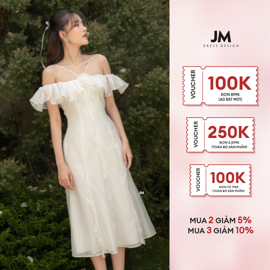 JM Dress Desgin - Đầm Pattern đuôi cá, tay ngang vai 1R12.2305OG