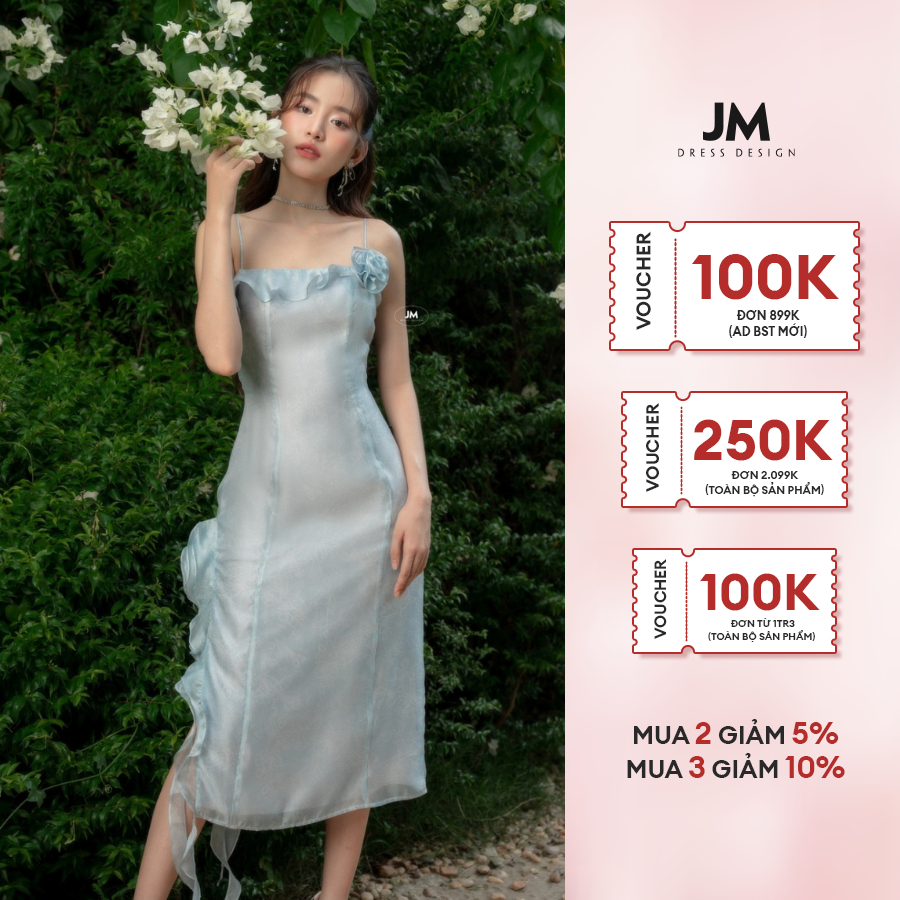 JM Dress Desgin - Đầm Pattern 2 dây, cài hoa ngực 1R13.2305OG