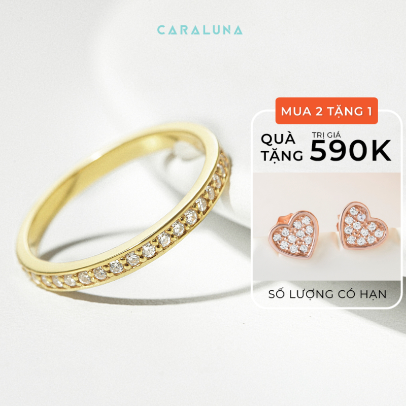 Nhẫn Bạc Nữ CARA LUNA Thanh Mảnh Đính Đá Dainty Pave - VCR02