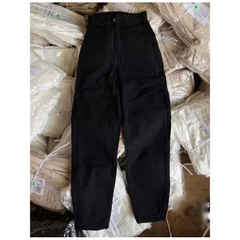 [Bigsize 55kg-88kg]Quần Baggy Jean Đen/Xanh Nhạt Trơn Basic, Cạp Cao - Không Co Giãn | BigBuy360 - bigbuy360.vn