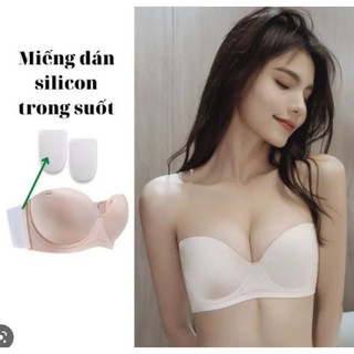 Áo lót chống tụt đệm ngực 3 phân có gọng kèm miếng dán lưng silicon Chống lộ Cúp Ngang MS666