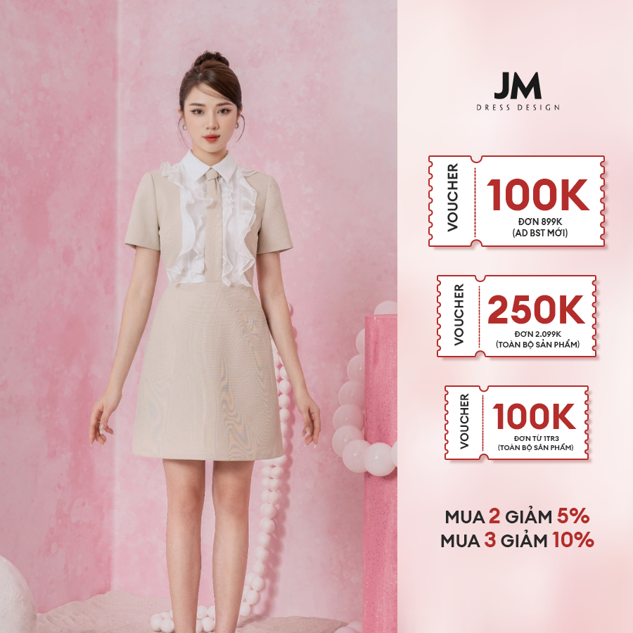 Đầm thiết kế JM Dress Design cổ đức bèo thân trên 1S83.2307PL