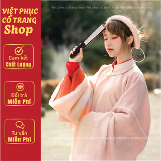 Áo tấc nữ cổ phục việt nam chất vải tơ xước may 2 lớp lot cam màu hồng pastel | Việt phục cổ trang shop