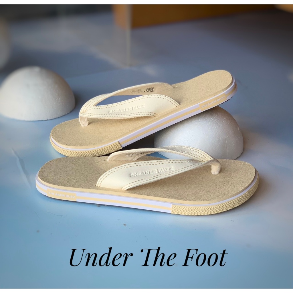 Dép Sneaker Buzz xỏ ngón màu kem quai trắng sữa chính hãng 1SBS044