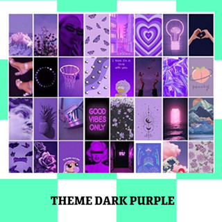 Combo 16 tấm Wall Collage dán tường - theme Tím Neon - Dark Purple