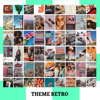 Combo 16 tấm Wall Collage dán tường- theme Retro