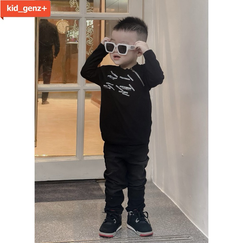 áo thun dol cề phối khóa cổ cho bé, áo thun dài tay D G trẻ em, kid_genz