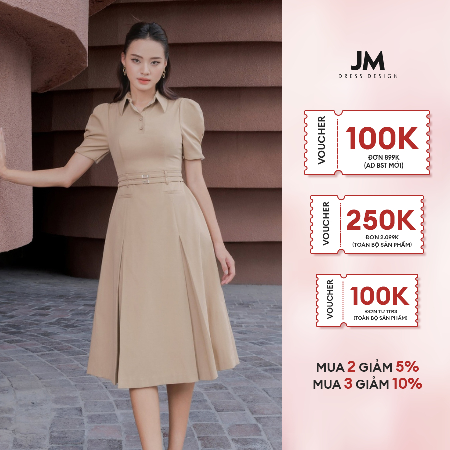 Đầm thiết kế JM Dress Design cổ đức chân xếp ly chụm 1S93.2308KK