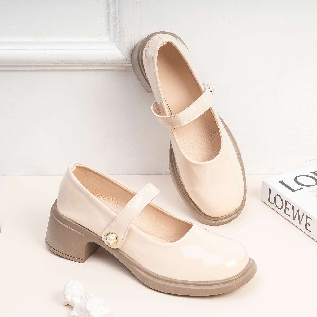 Giày Cao Gót Oxford 5cm Quai Ngang Đính Hạt E250 Pixie