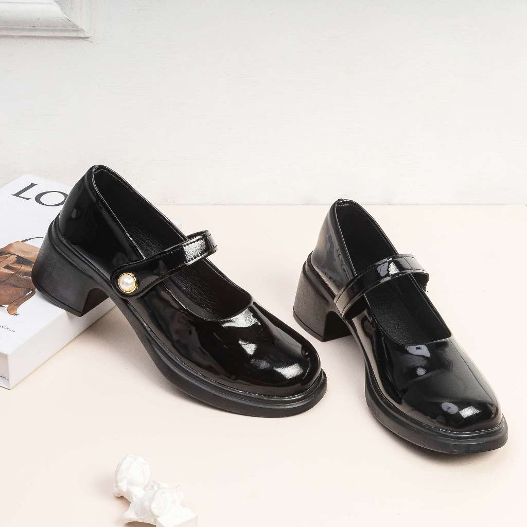 Giày Cao Gót Oxford 5cm Quai Ngang Đính Hạt E250 Pixie