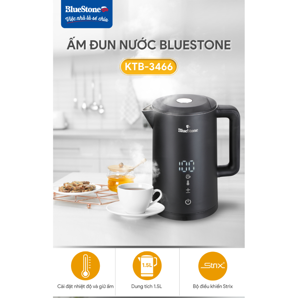 Ấm Đun Nước Bluestone 1.5L KTB-3466