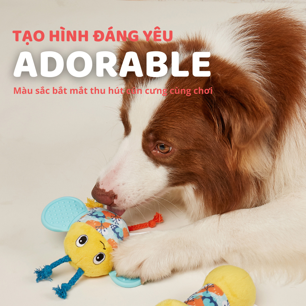 Đồ chơi cho chó FOFOS, Đồ chơi nhai gặm hình cá sấu, Tiếng kêu vui nhộn, Giúp làm sạch răng nướu chó, Vải nhung mềm mại