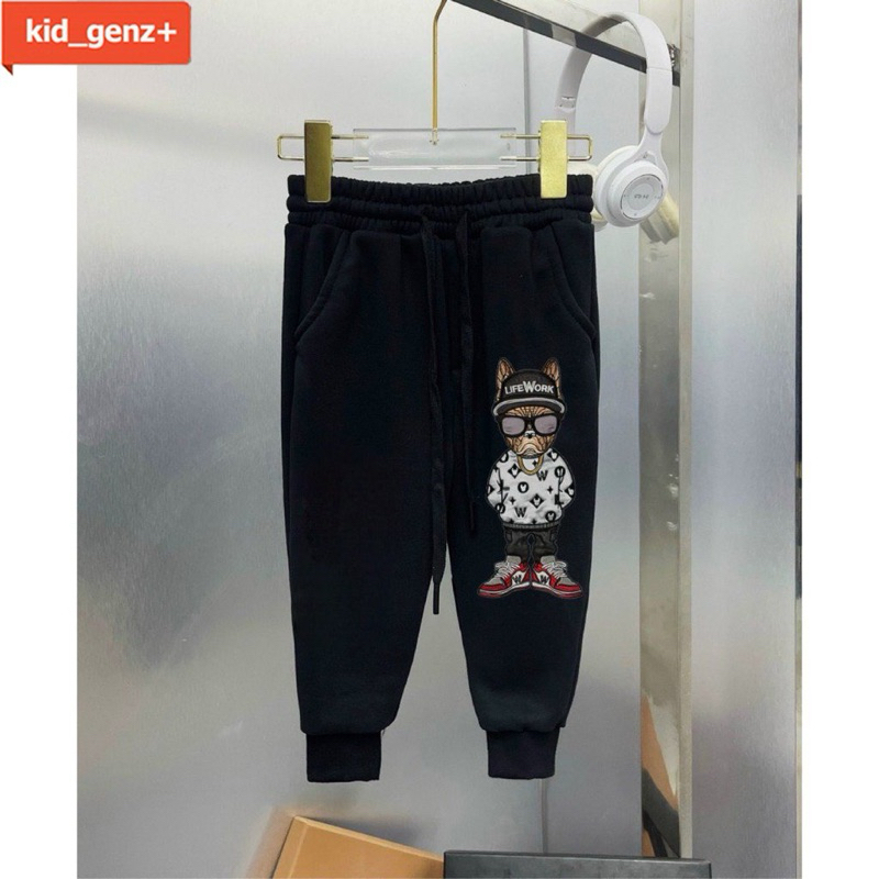 quần nỉ joger bo ống liffework chó giày đỏ cho bé, quẩn nỉ bo cổ chân trẻ em, kid_genz