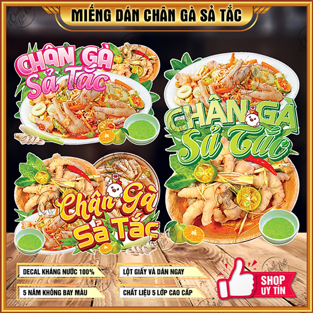 Decal dán CHÂN GÀ SẢ TẮC sticker trang trí xe đẩy dán tường decor quán xe đẩy ăn vặt