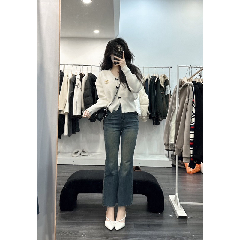 Áo len nơ  xinhh tay bồng