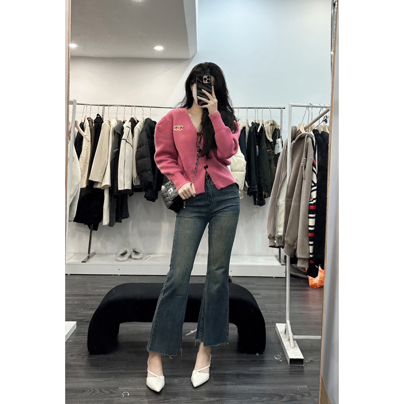 Áo len nơ  xinhh tay bồng