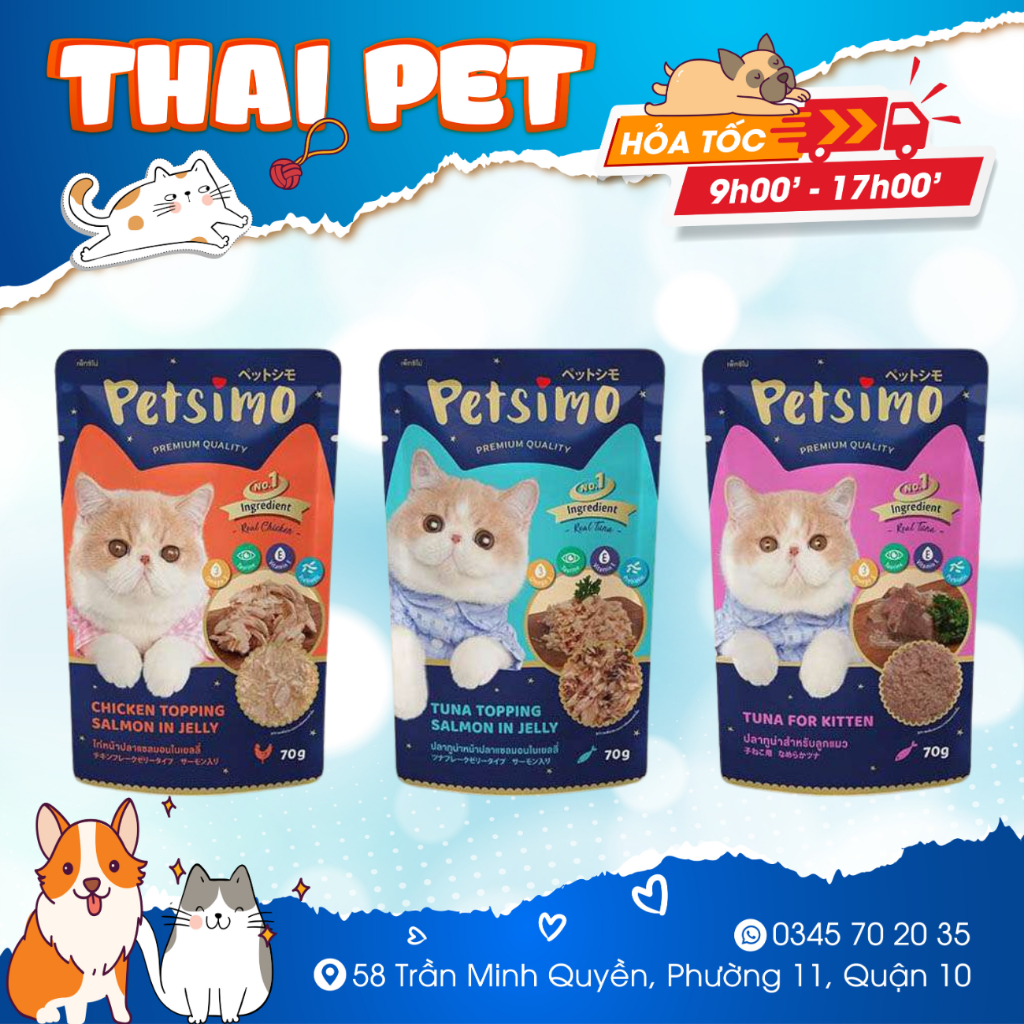 Pate Petsimo Cho Mèo Gói 70g - Đủ Vị, Thơm Ngon, Dinh Dưỡng