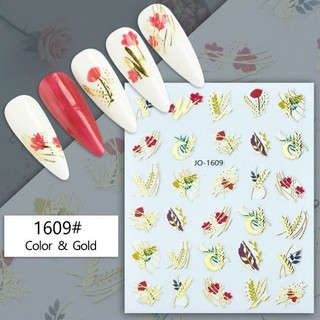Sticker hoa lụa 3d dán móng/ Sticker hoa hồng dân móng/ Sticker lá phong dán móng