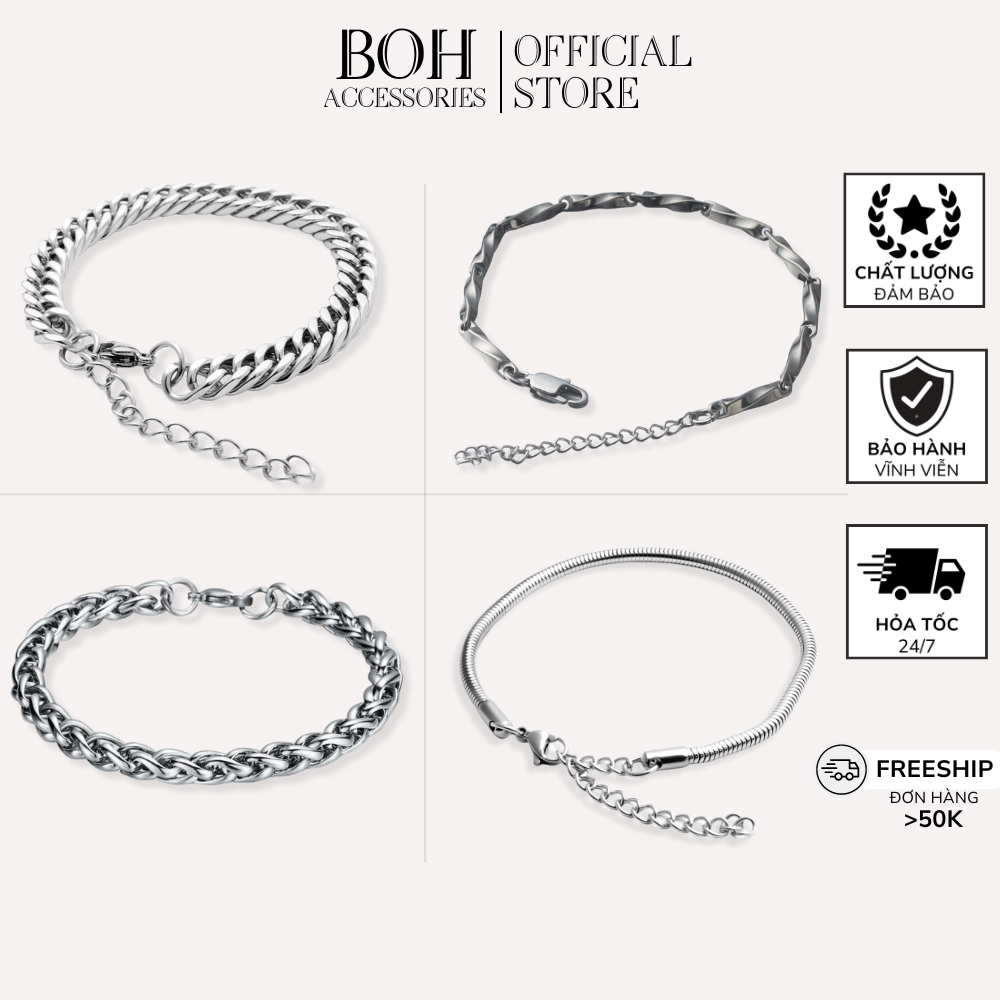 Vòng Tay Nam Titan Không Gỉ Boh Accesories Nhiều Lựa Chọn