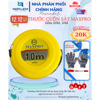 Thước cuộn sắt 10m - 20m maxpro + kèm quà tặng trị giá 20k