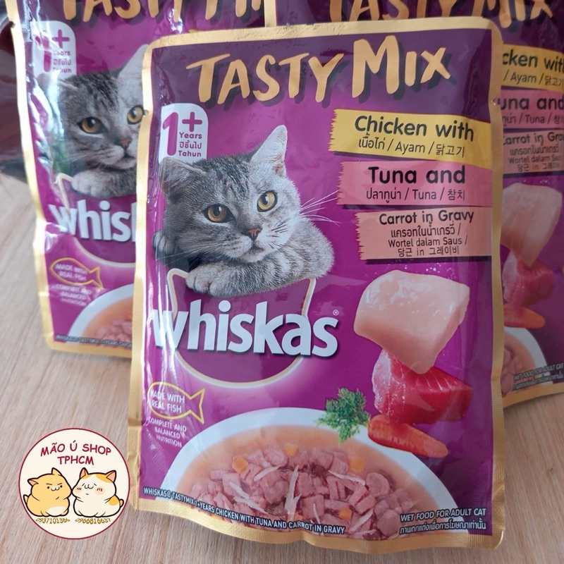 COMBO 12 GÓI PATE WHISKAS 80g - PATE CHO MÈO CON VÀ MÈO LỚN