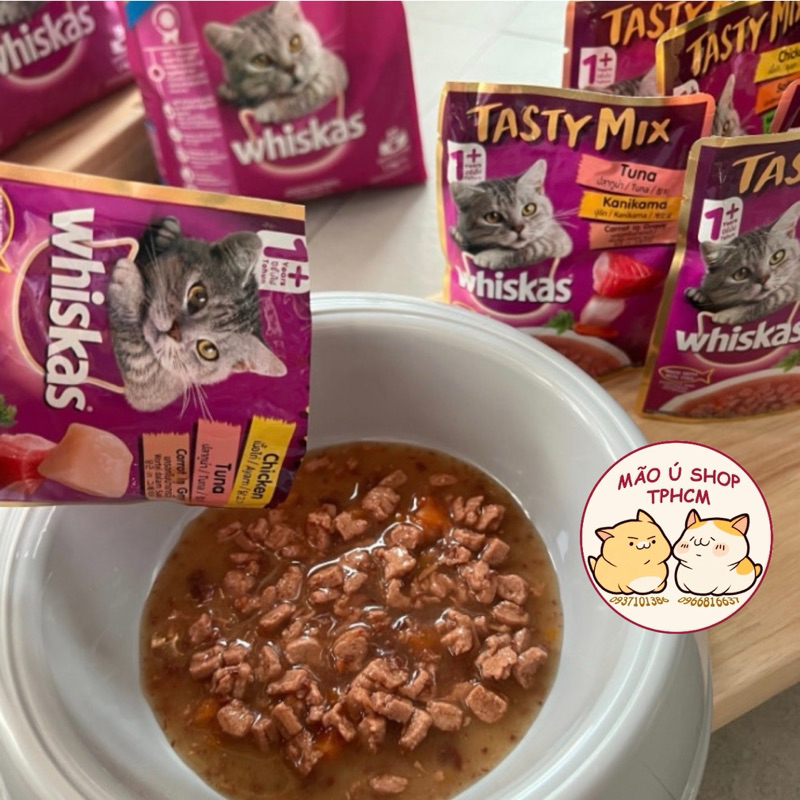 COMBO 12 GÓI PATE WHISKAS 80g - PATE CHO MÈO CON VÀ MÈO LỚN