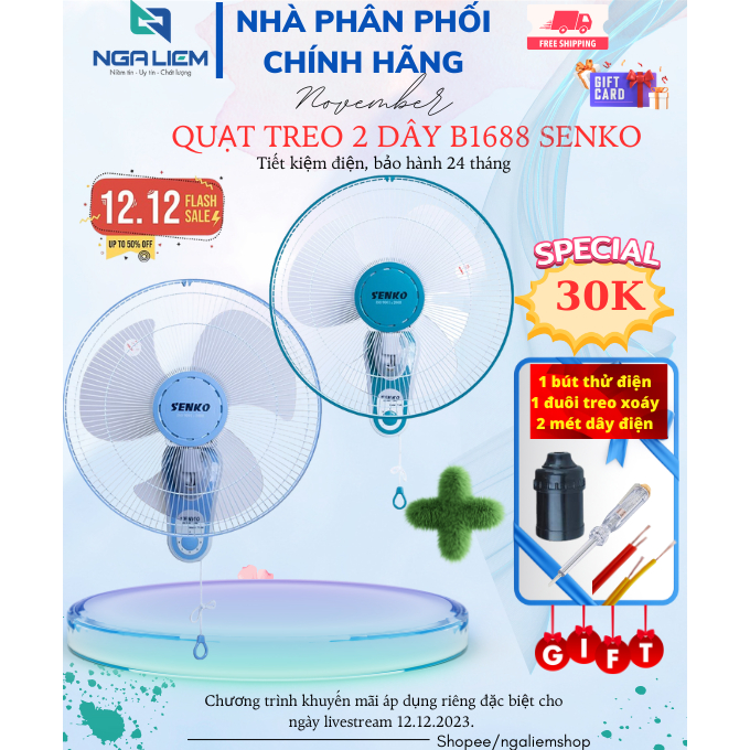 Quạt treo 2 dây Senko 1688 + Kèm Quà Tặng Trị Giá 30k