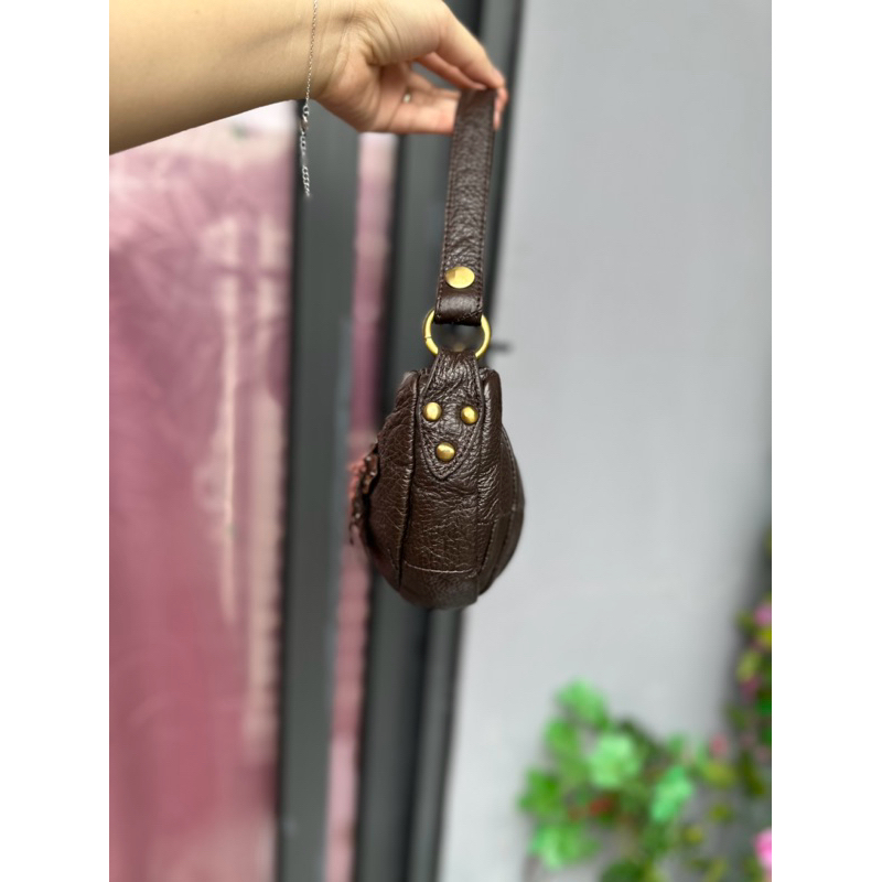 Túi đeo vai mộc bò ghép đính hoa vintage