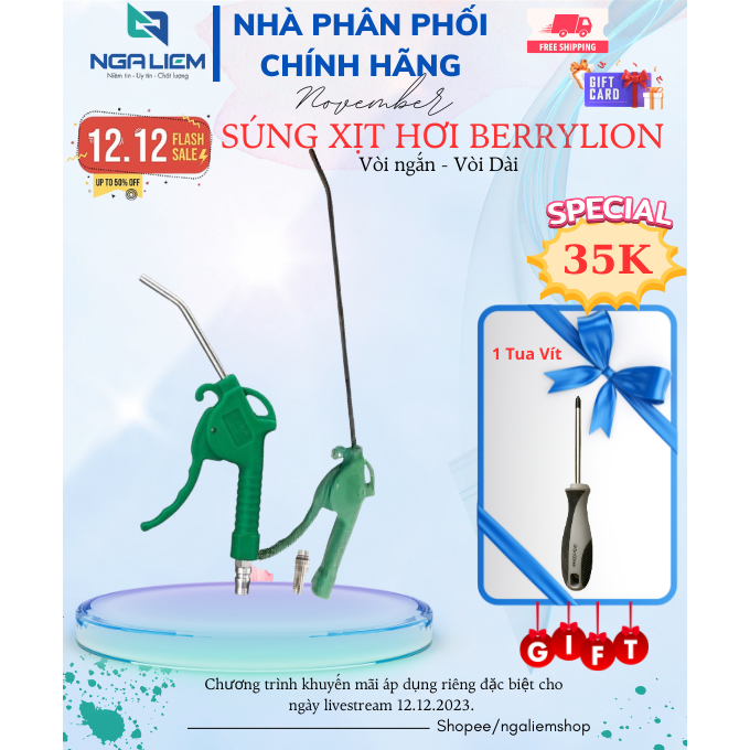 Súng Xịt Hơi Nhựa Ngắn/Dài Berrylion + Kèm Quà Tặng Trị Giá 35k