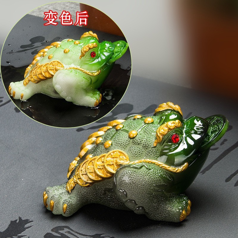 Phụ Kiện Uống Trà Hình Con Cóc Màu Vàng - Thay Đổi Tiền Và Màu Sắc Sáng Tạo