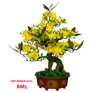 Chậu cây hoa mai bomsai giả trang trí Tết BM5 cao 52cm