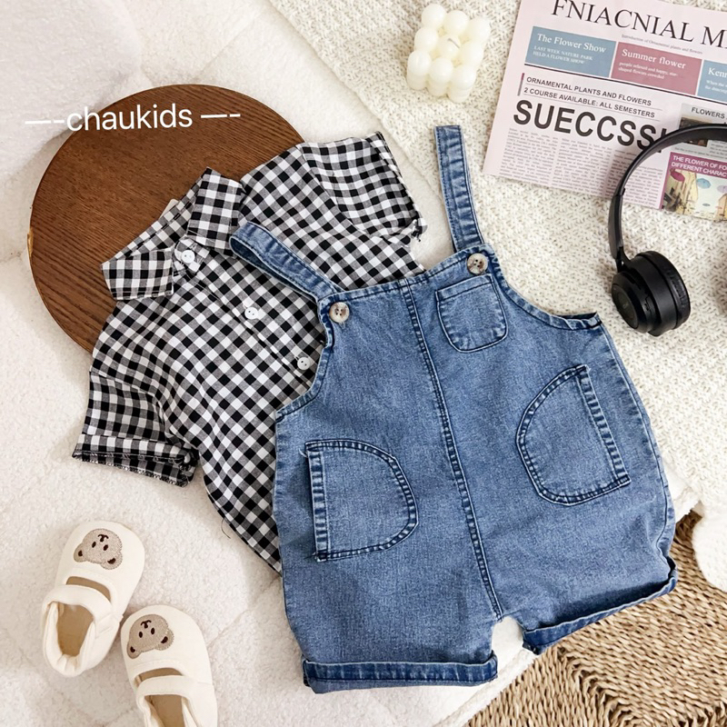 Set yếm JEAN + áo SỌC mã 7185