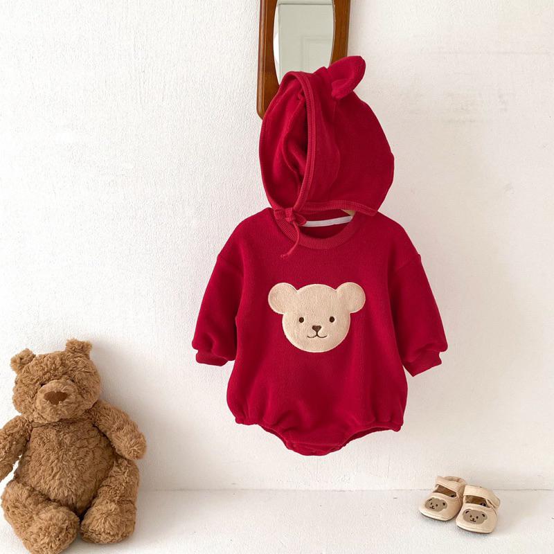 Body nhung GẤU kèm mũ mã 4053