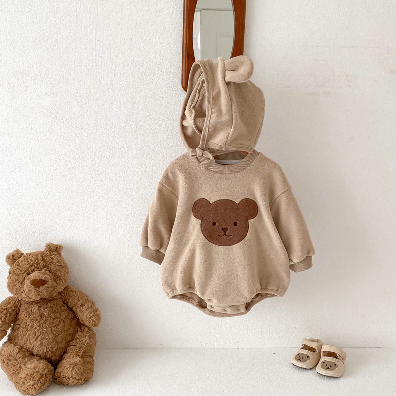 Body nhung GẤU kèm mũ mã 4053