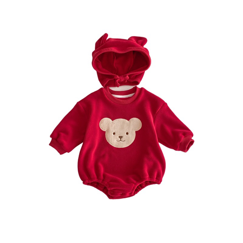 Body nhung GẤU kèm mũ mã 4053