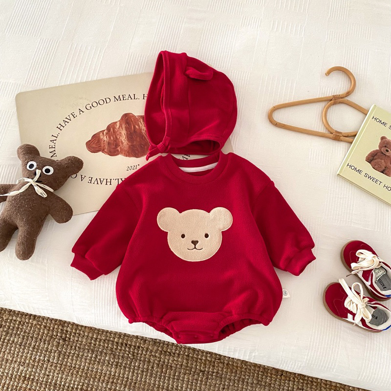 Body nhung GẤU kèm mũ mã 4053